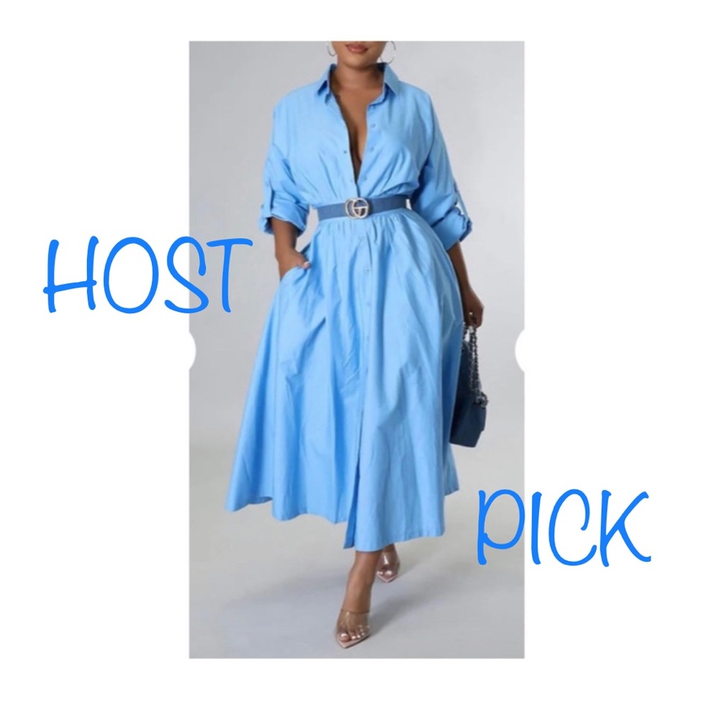 Light Blue Cinched-Waist Shirt
Dress